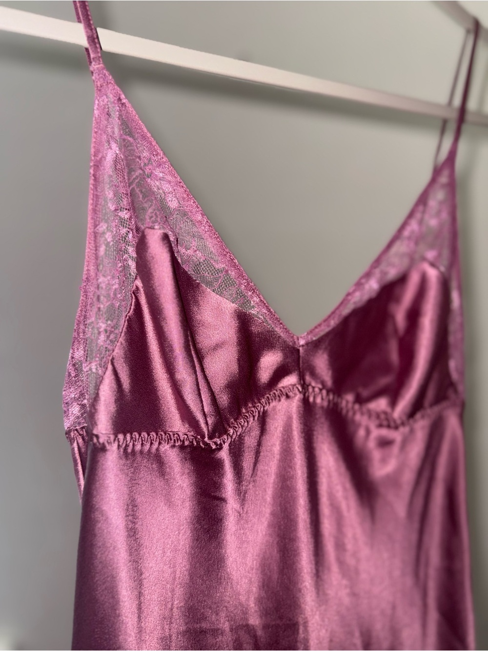 Victoria's Secret Satin Slip Dress in Dusty Rose with Lace